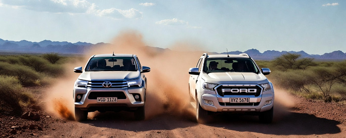carrera de rivales entre Toyota Hilux y Ford Ranger