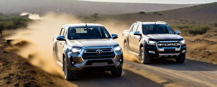 Toyota Hilux vs Ford Ranger en el campo